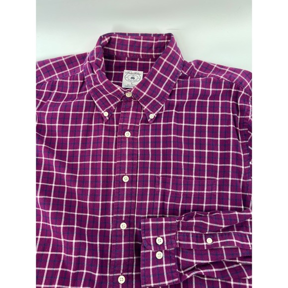 Brooks Brothers Other - Vintage Brooks Brothers Purple Plaid Flannel Button Down Shirt Large Cotton